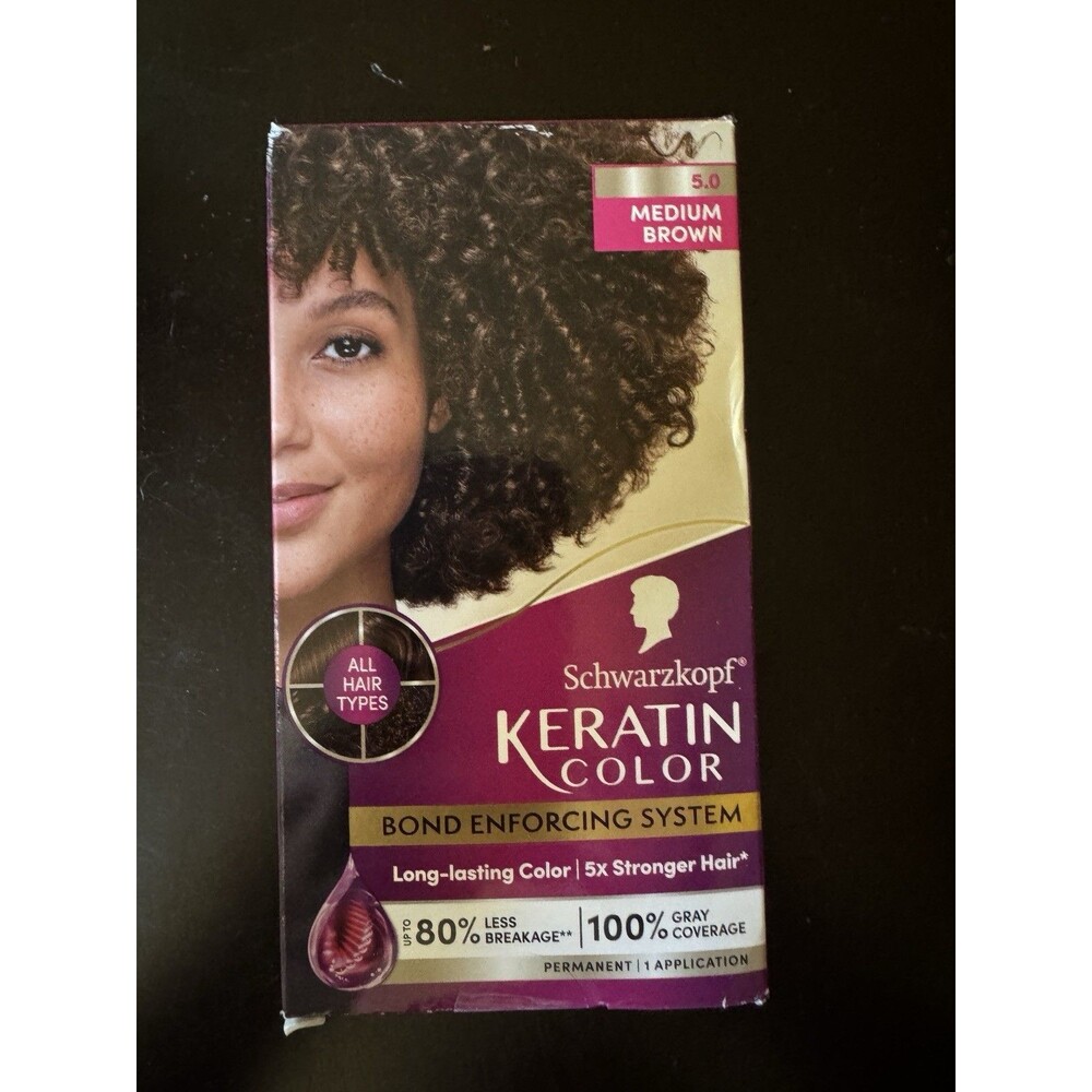 Schwarzkopf Keratin color permanent hair color cream, 5.0 medium brown